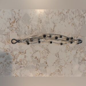Elegant Silver and Black Beads Bracelet